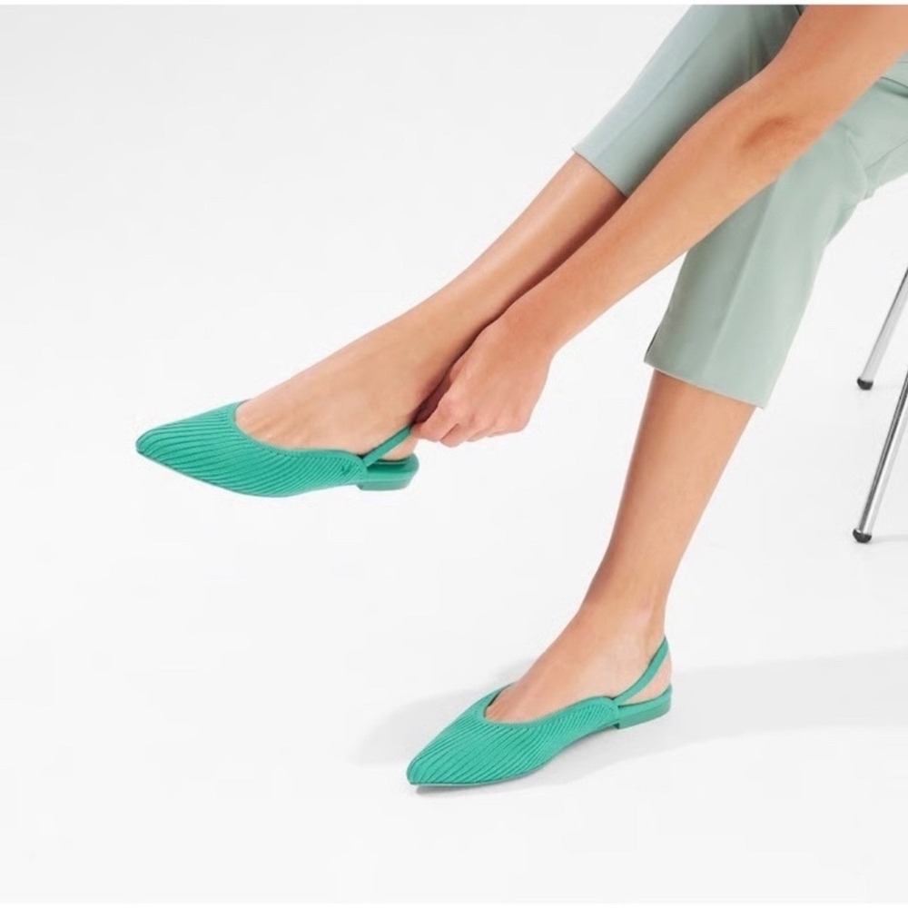 VIVAIA Turquoise Knit Slingback Pointed Toe Flats EU 41 / US 9.5 NWT